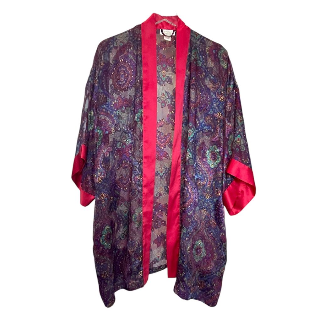 Victoria’s Secret Sheer Paisley Kimono Robe with Pockets One Size